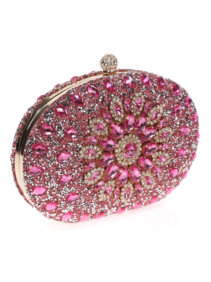 Clutch fiesta joya fucsia
