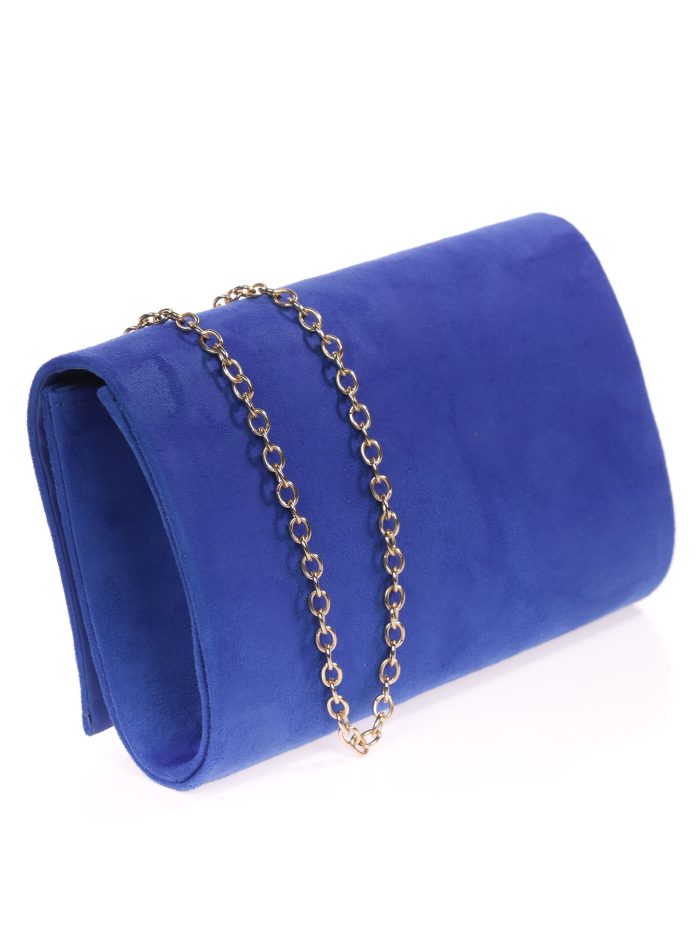 Pochette de soirée en suédine bleu roi