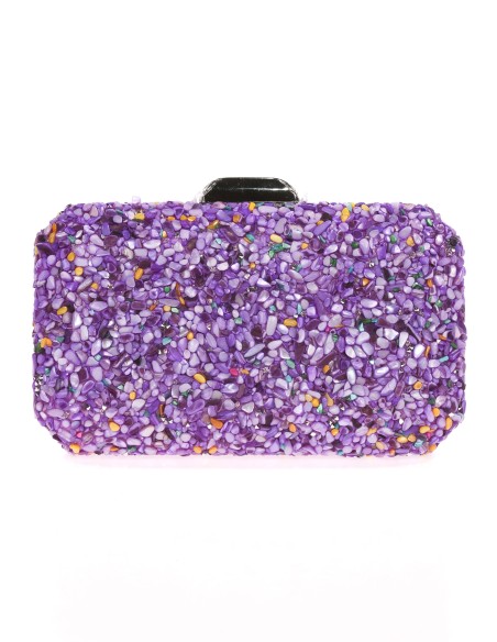 Clutch fiesta antelina pedrería violeta