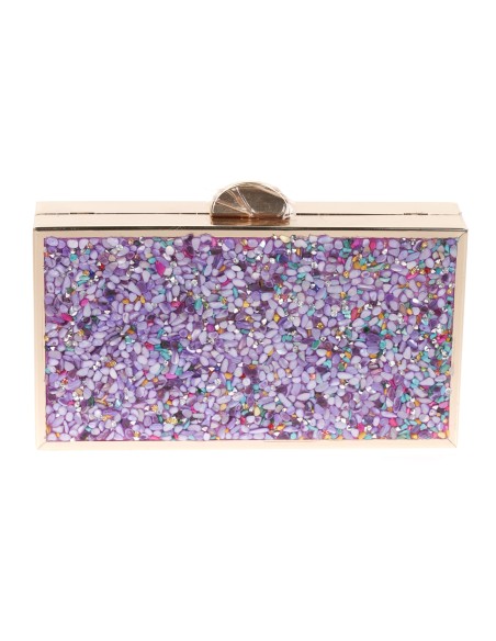 Clutch fiesta pedrería lila