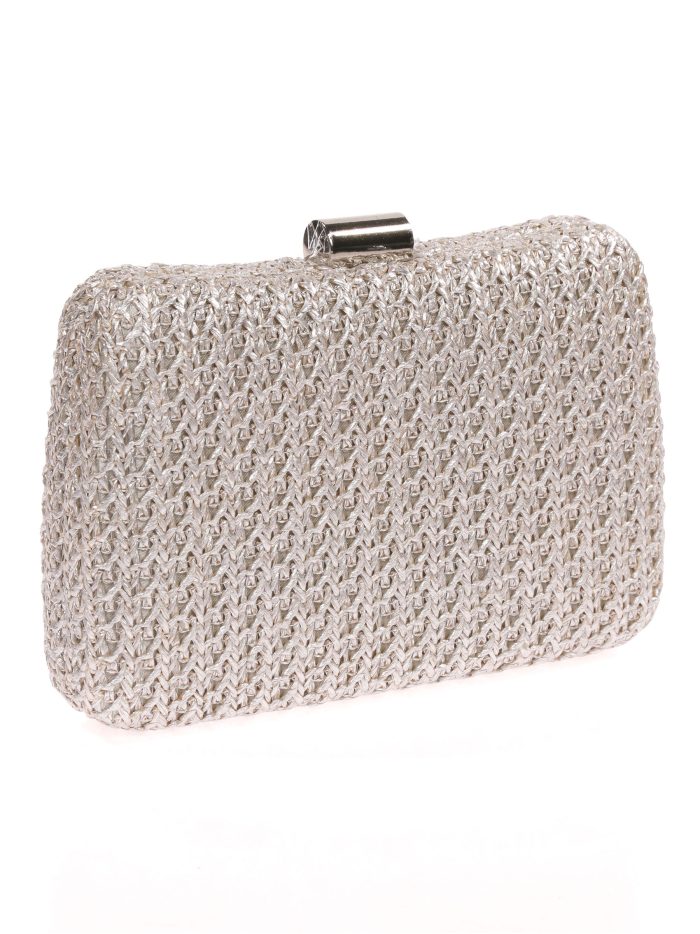 Clutch fiesta rafia plata