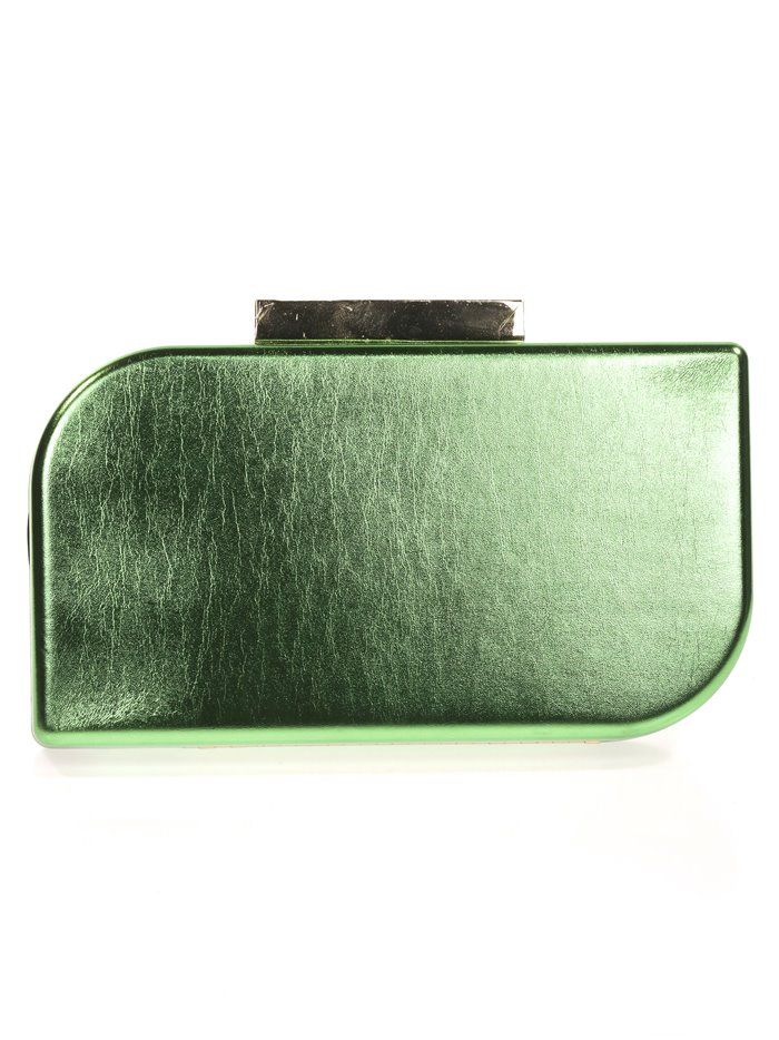 Faux leather clutch verde-hierba