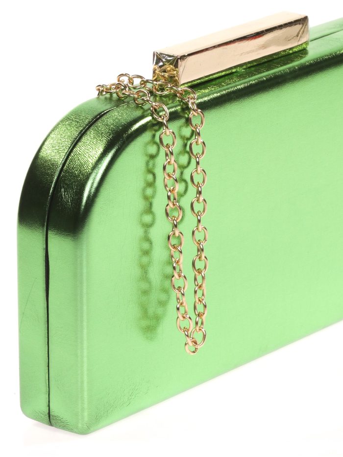 Clutch fiesta metalizado verde-hierba
