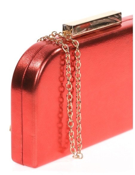 Faux leather clutch rojo
