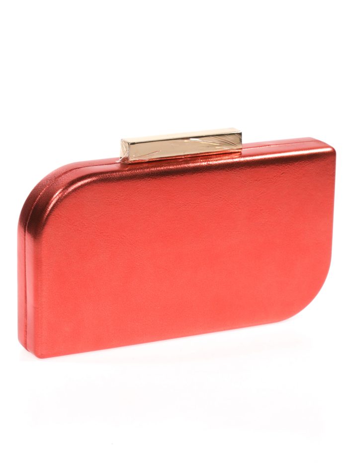 Faux leather clutch rojo