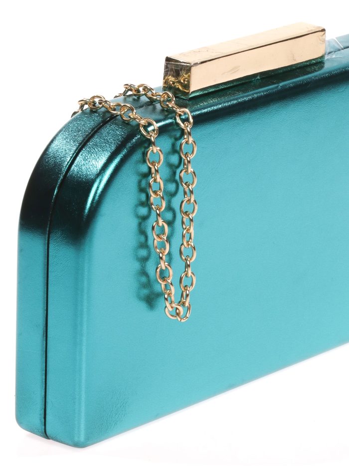 Pochette de soirée métallisée émeraude