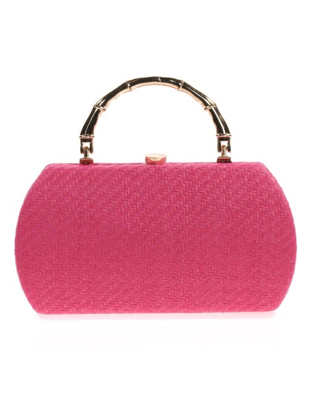 Raffia effect clutch buganvilla