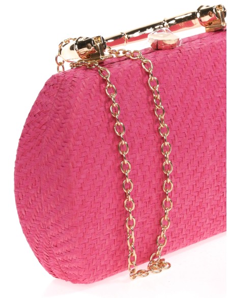 Raffia effect clutch buganvilla