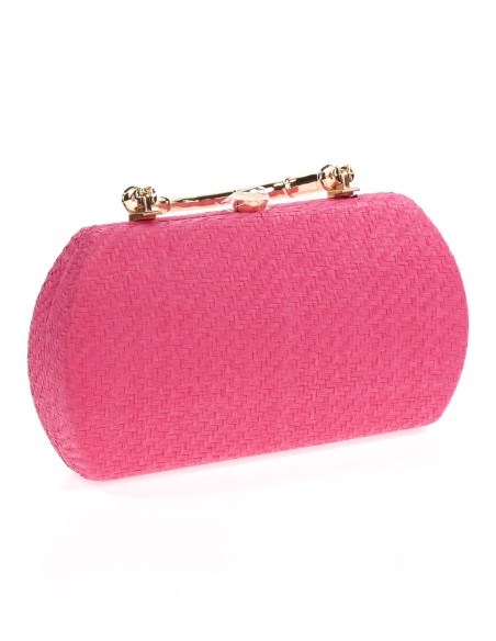 Raffia effect clutch buganvilla