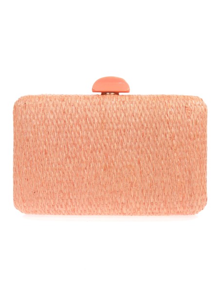 Clutch fiesta efecto rafia abalorio rosa