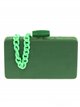 Suede effect clutch with chain verde-hierba
