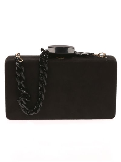 Suede effect clutch with chain negro