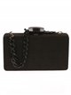 Suede effect clutch with chain negro