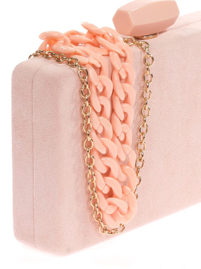Clutch fiesta antelina cadenas rosa-palo