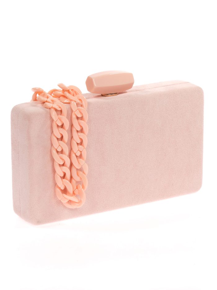 Clutch fiesta antelina cadenas rosa-palo