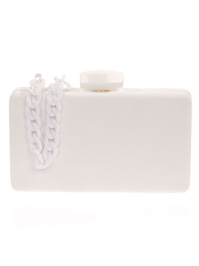 Suede effect clutch with chain blanco