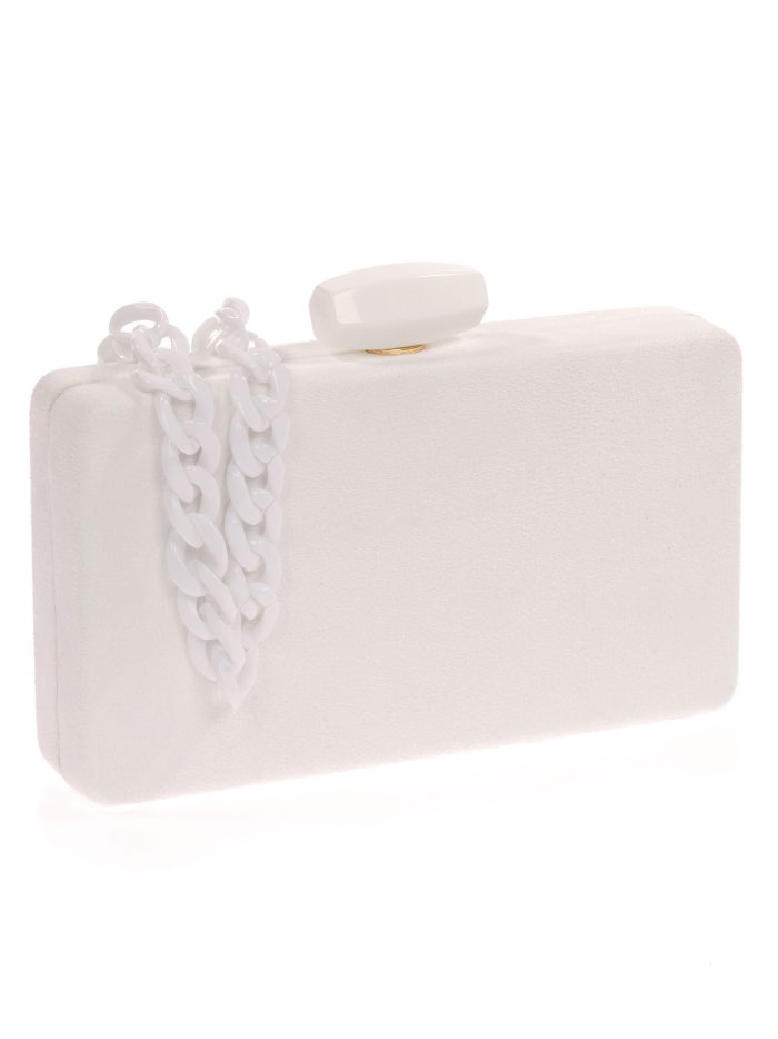 Clutch fiesta antelina cadenas blanco