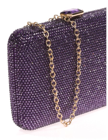 Clutch fiesta pedrería morado