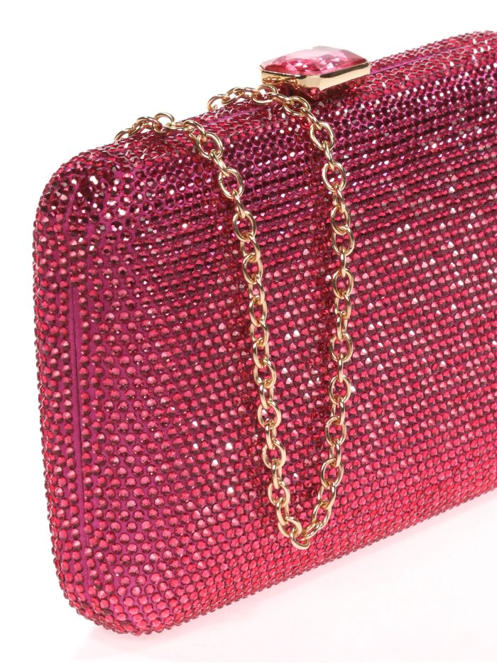 Clutch fiesta pedrería fucsia