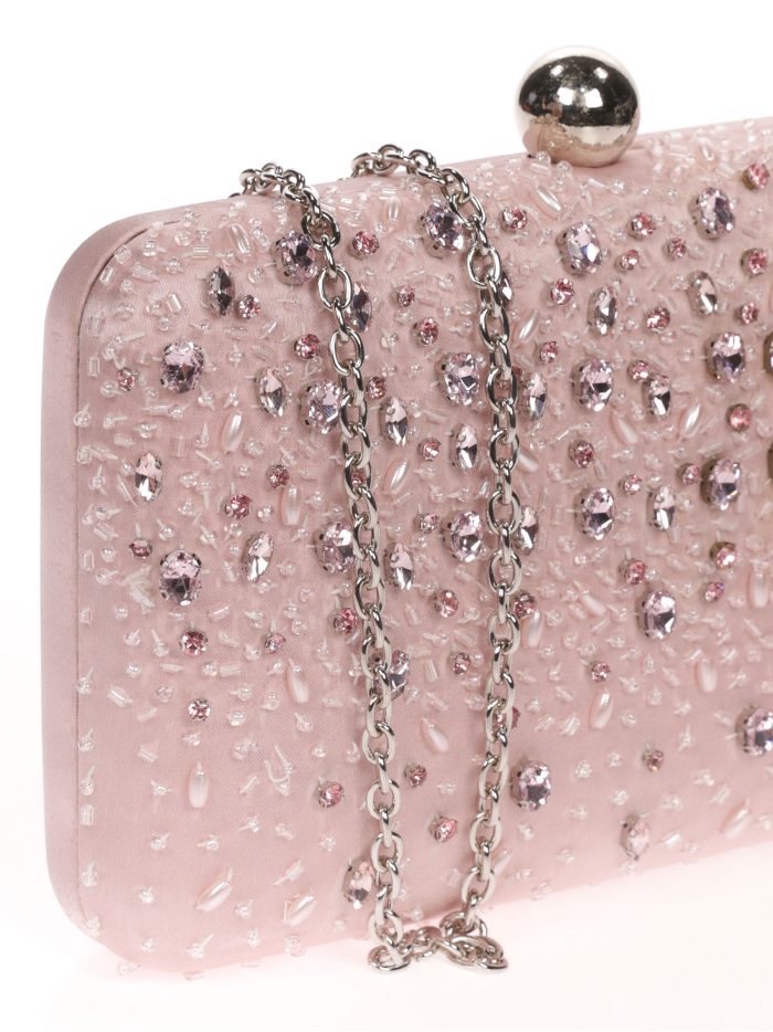 Pochette de soirée en strass rose