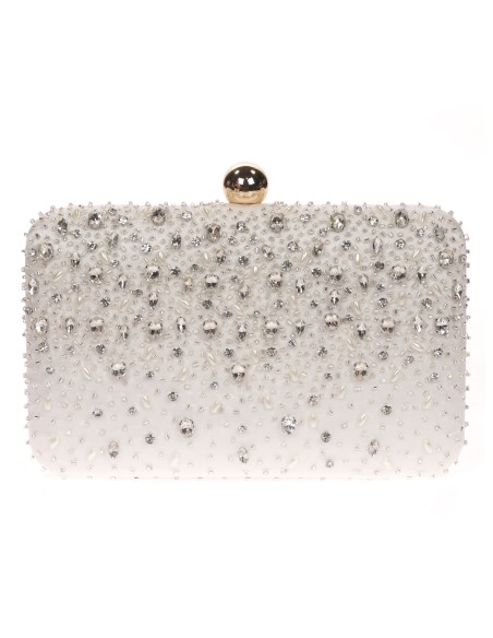 Clutch fiesta pedrería beige