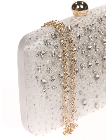 Clutch fiesta pedrería beige