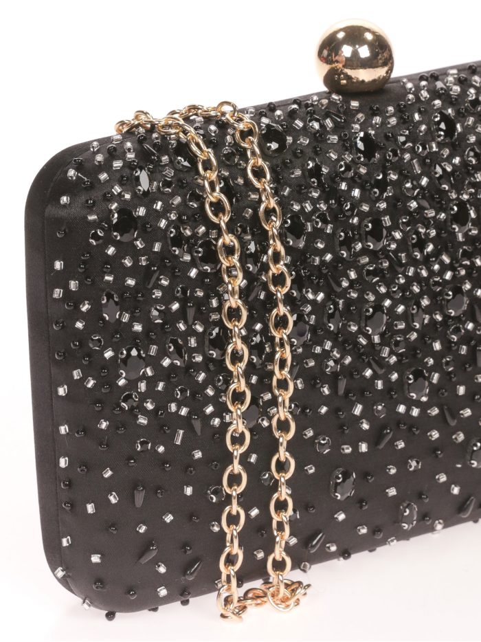Clutch fiesta pedrería negro