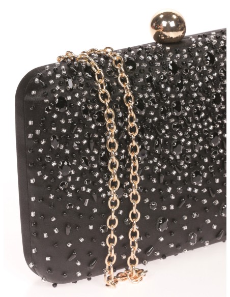 Clutch fiesta pedrería negro