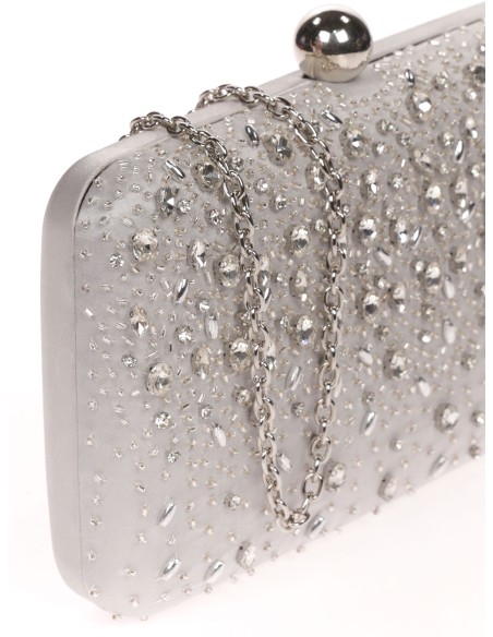 Clutch fiesta pedrería plata