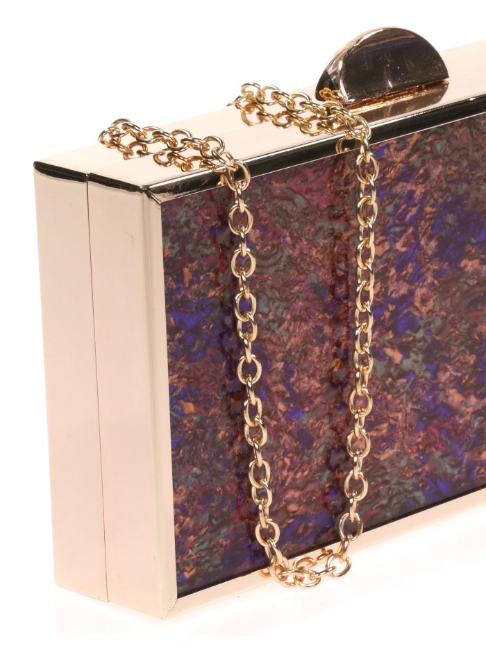 Clutch fiesta detalle metálico multi-morado