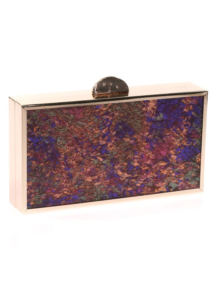 Clutch fiesta detalle metálico multi-morado