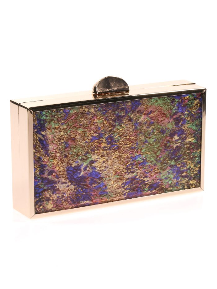 Clutch fiesta detalle metálico multi-beige