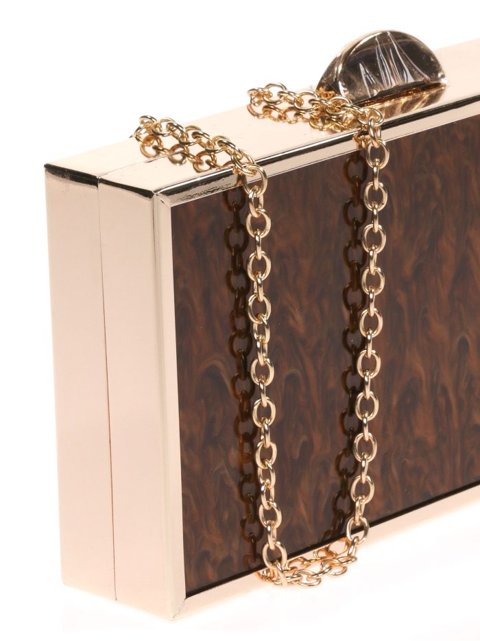 Clutch fiesta detalle metálico taupe