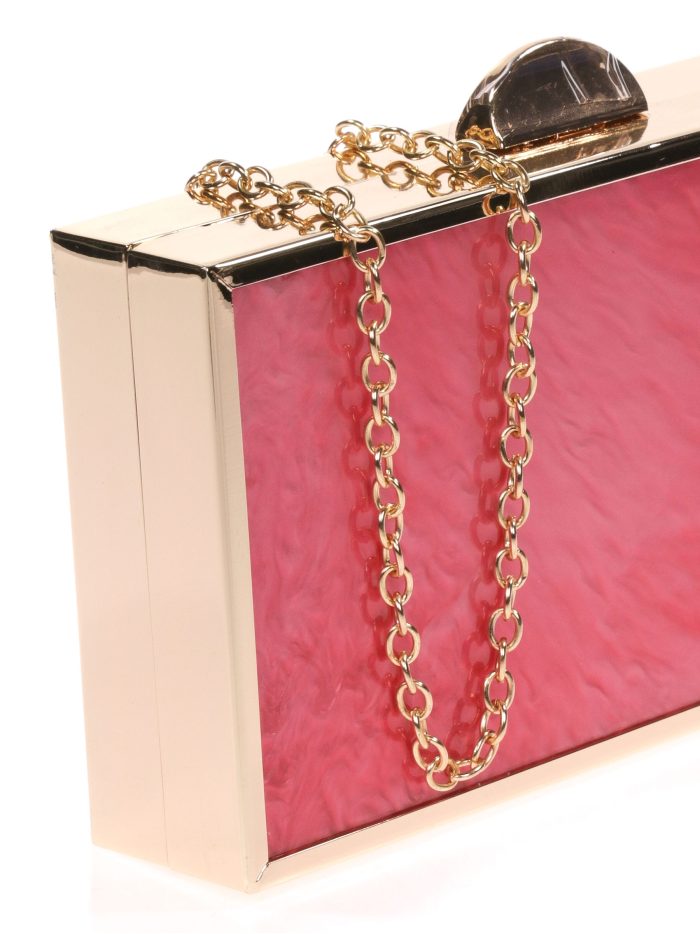 Clutch fiesta detalle metálico rojo