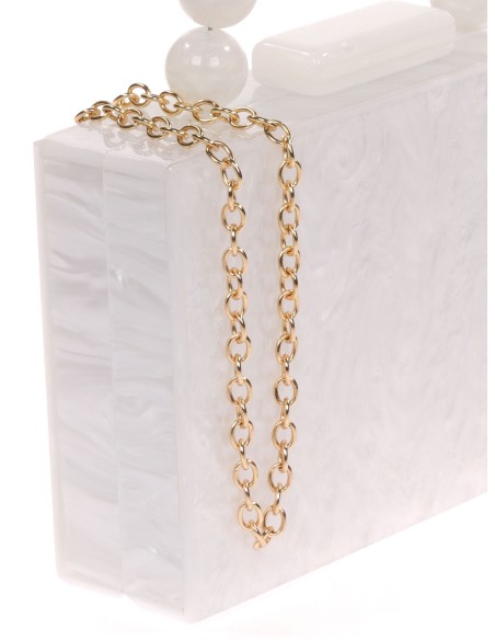 Clutch fiesta nácar detalle asa ivory