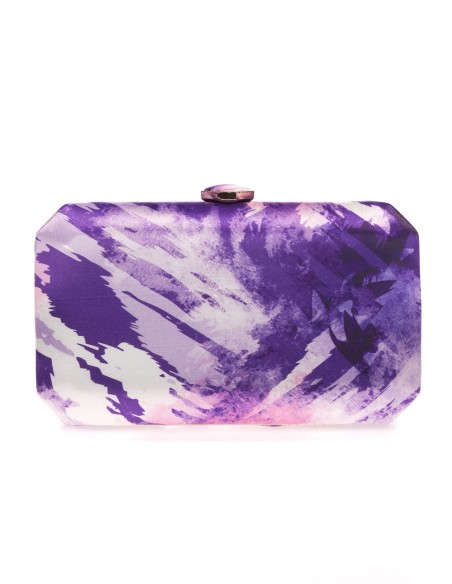 Clutch fiesta estampado satinado lila