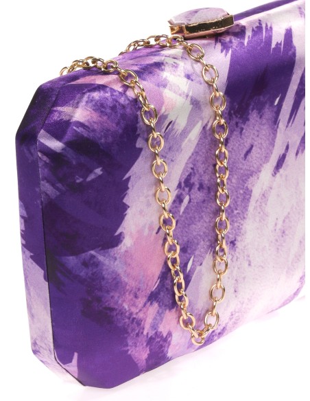 Clutch fiesta estampado satinado lila