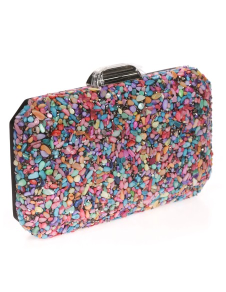 Clutch fiesta raso pedrería multi