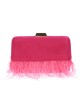 Clutch fiesta antelina plumas fucsia