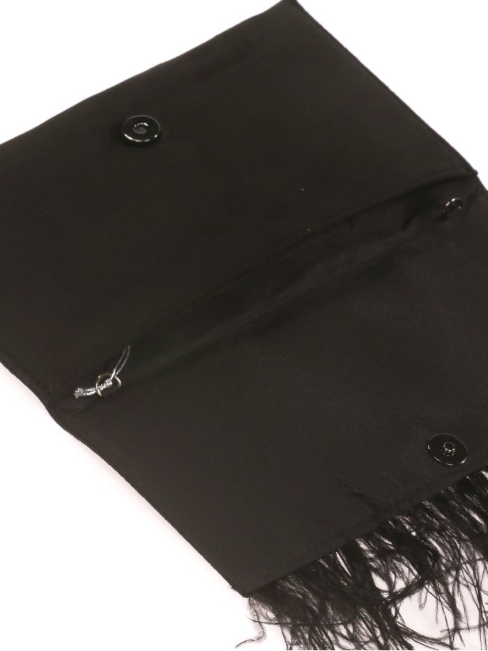 Cartera fiesta antelina plumas negro