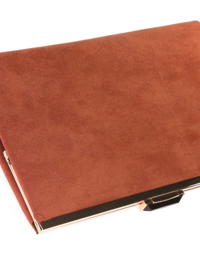 Borsa da festa in camoscio terracotta