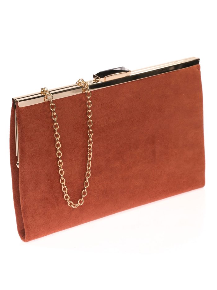 Borsa da festa in camoscio terracotta