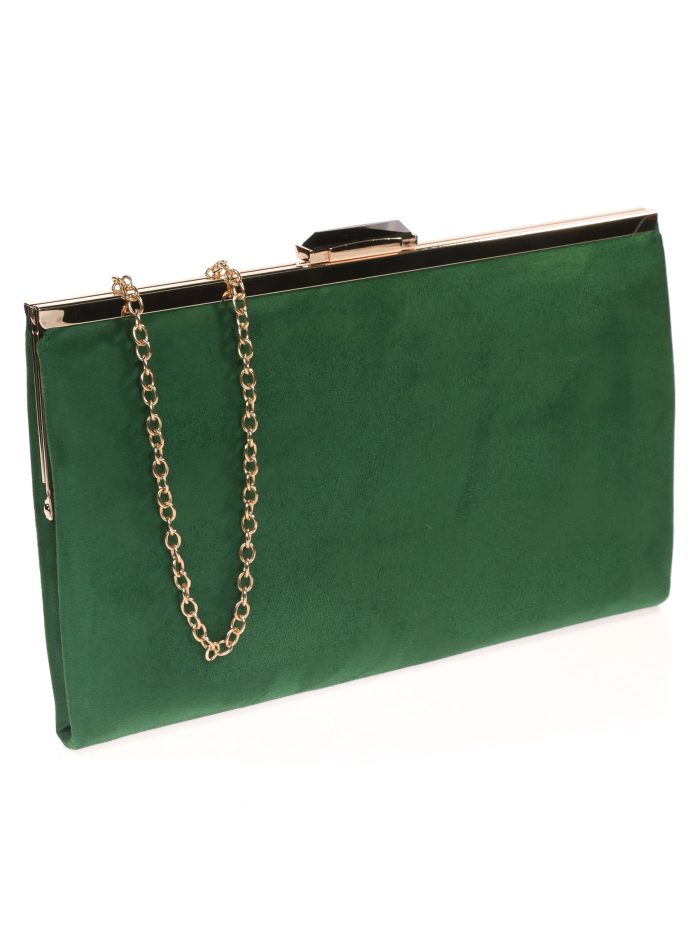 Suede effect clutch verde-hierba