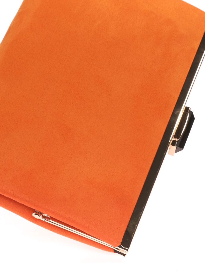 Suede effect clutch naranja