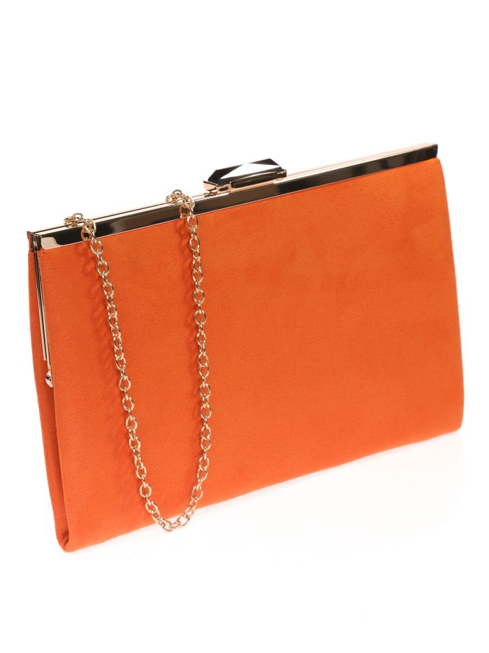 Suede effect clutch naranja