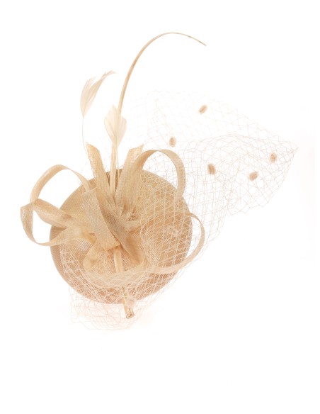 Tocado mediano redecillas beige