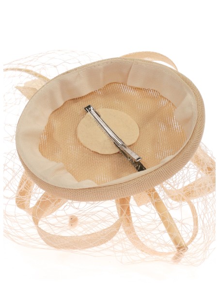 Tocado mediano redecillas beige