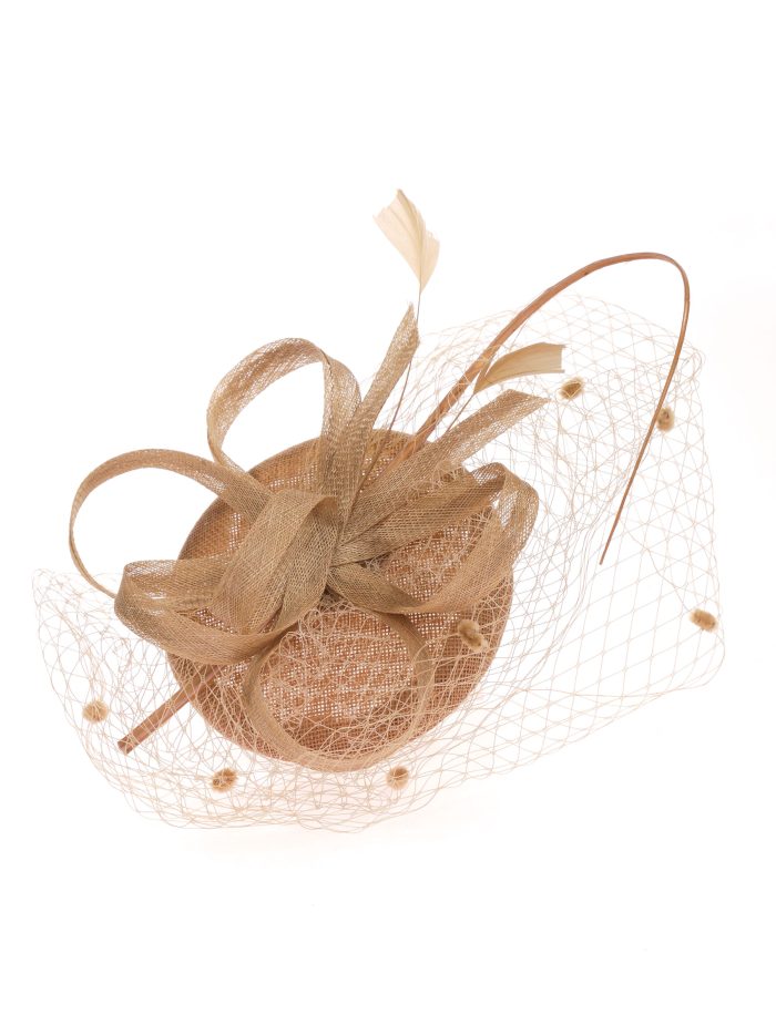 Tocado mediano redecillas taupe