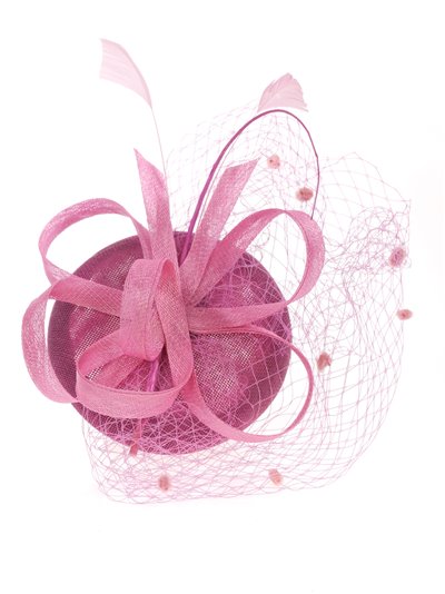 Hair fascinator headband with mesh rosa-morado
