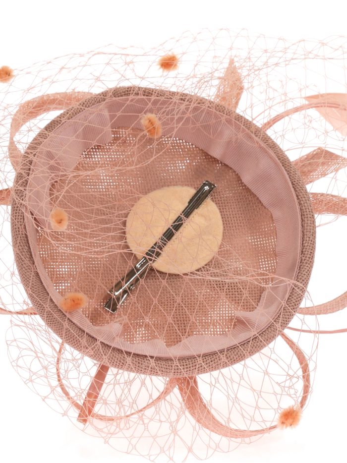 Tocado mediano redecillas rosa-palo